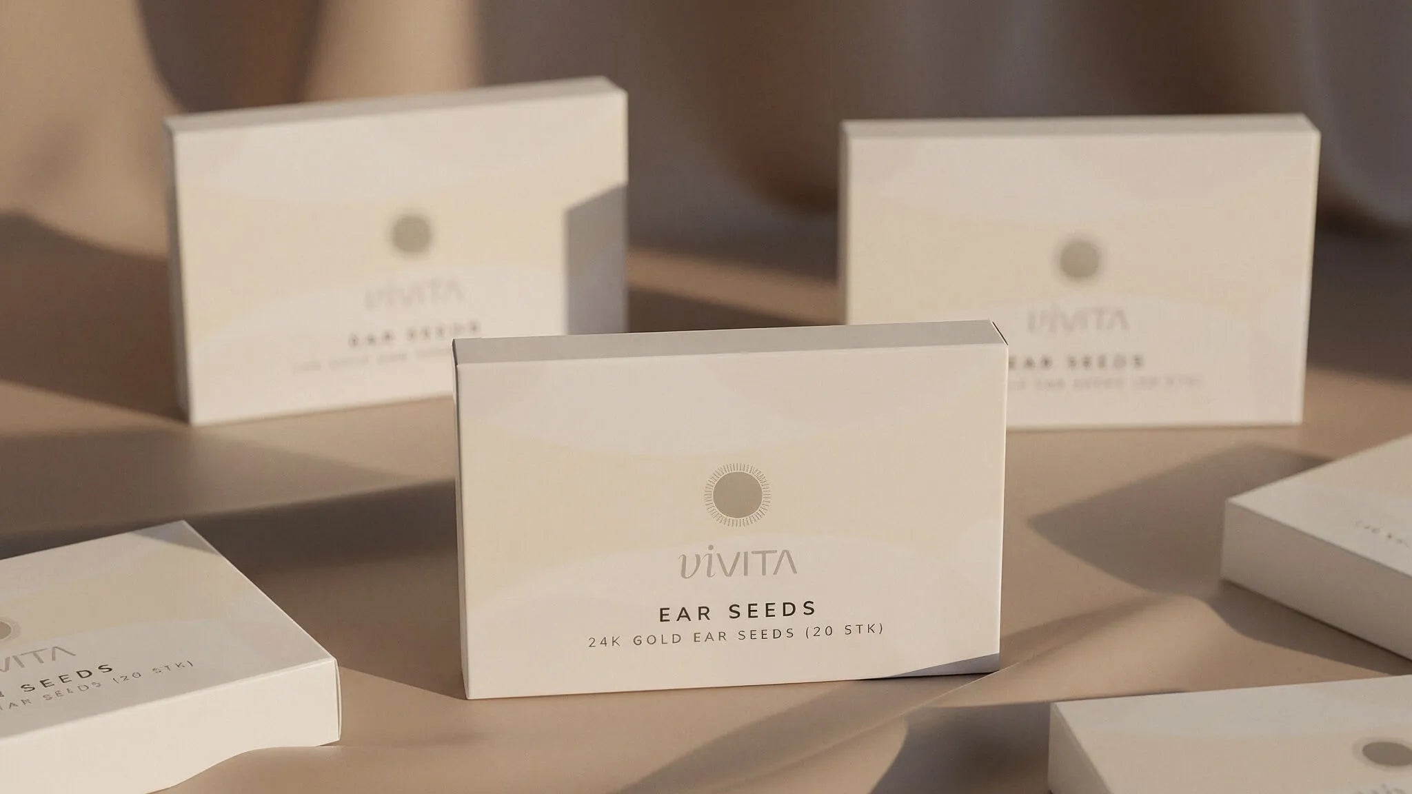 Several Vivita boxes laying on a soft background