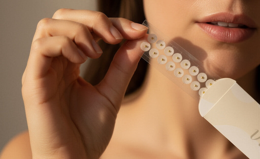 Woman pulling ear seeds out of envelope