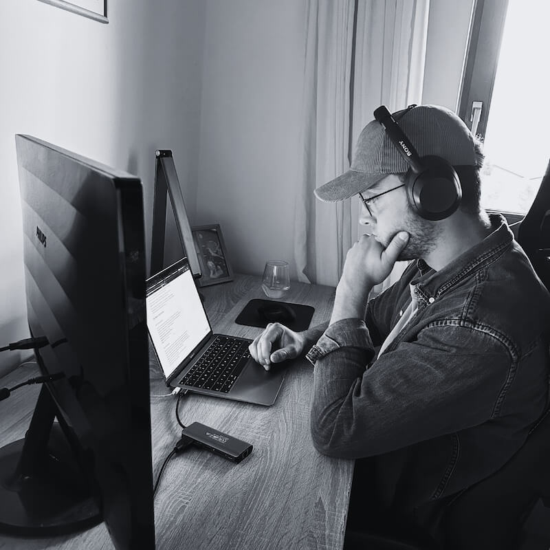 Vivita founder doing research at the computer