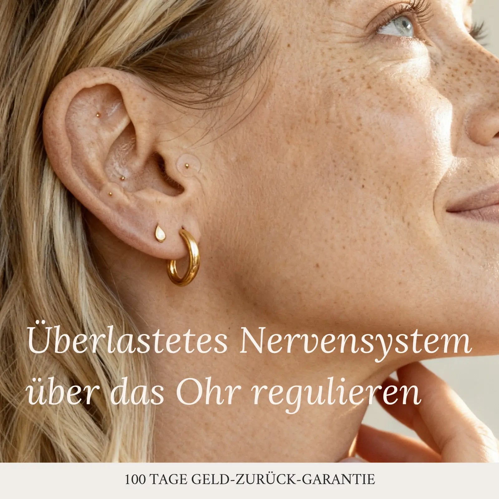 Gold Ear Seeds am Ohr – Vivita Healing Ohrakupressur zur Nervensystem-Regulierung